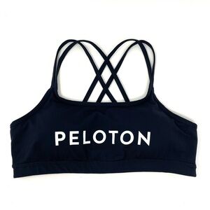 Peloton Medium-Support Crisscross Strappy Sports Bra Black White Yoga Top size L